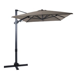 Parasol Déporté HOMSHADE Aluminium - Rotation 360°, Inclinaison Infinie, Double Toit - Pour Terrasse, Piscine (base Non Incluse)