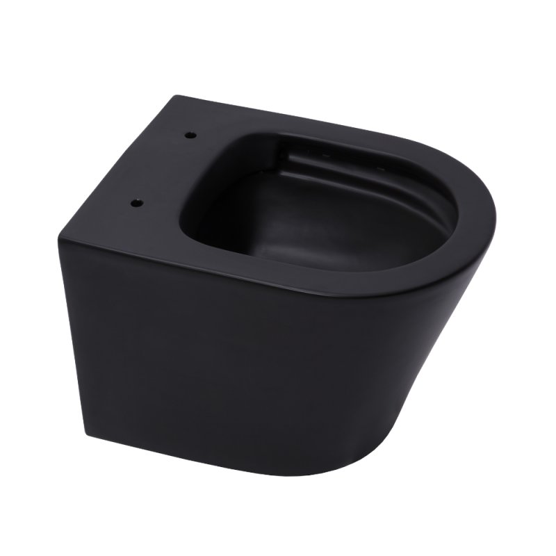 WC suspendu Infinitio noir mat sans bride et fixations invisibles + abattant frein de chute (BlackInfinitio) - 4
