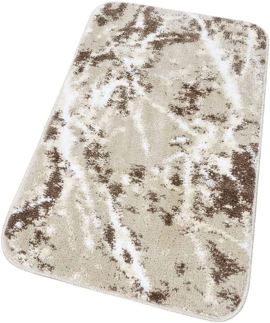 Alfombra de baño 60x120 cm pie de cama moderna suave antideslizante absorbente effette marbre beige