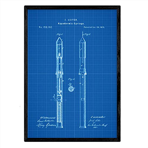 Affiche Nacnic Avec Feuille De Brevet D'ouverture Avec Ancienne Conception De Brevet En Taille A3 Et Avec Fond Bleu Sans Cadre 87648137