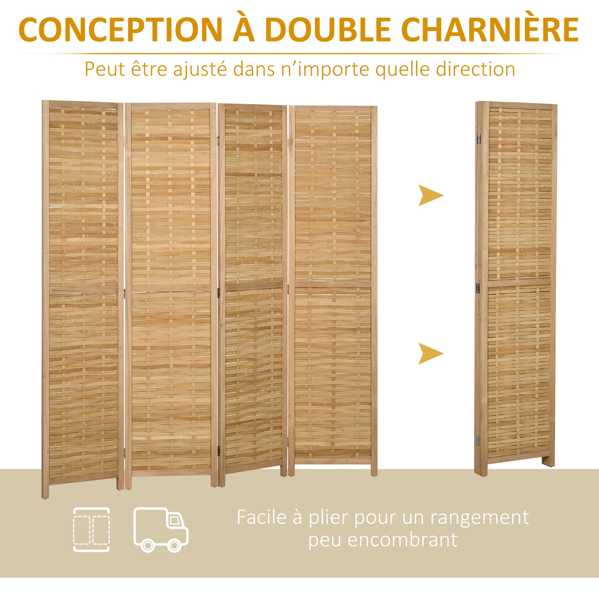 Paravent Bois de bambou HOMCOM - 6