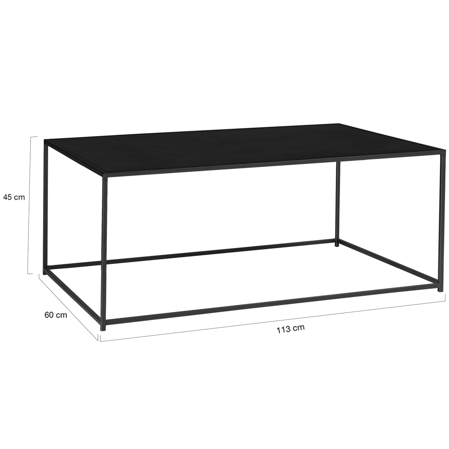Table basse rectangulaire DAVIS 113 cm en métal noir mat design industriel - 5