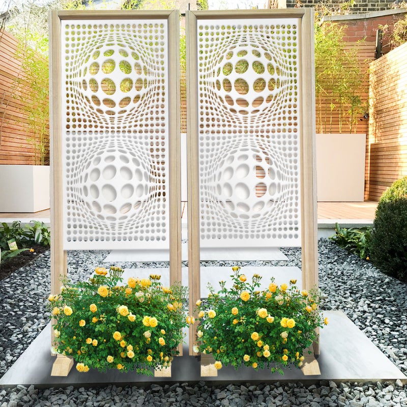 BALLS - Separè - Wolnostojący modułowy ekran - 70x190 cm - Wykonany z drewna i PVC, kolor wewnętrzny BIAŁY