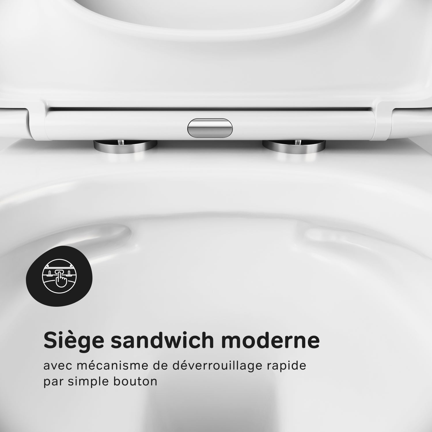 WC Suspendu en céramique sans bride Cuvette Toilette WC suspendu sans bord FlashClean abattant amovible frein de chute Softclosing, Blanc AM.PM Spike - 5