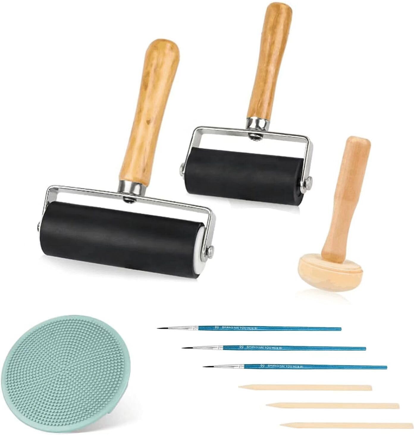 Set Stampa Linoleica - Con Rullo In Gomma E Incisore, Per Linoleum, Timbratura E Artigianato - Foto 7