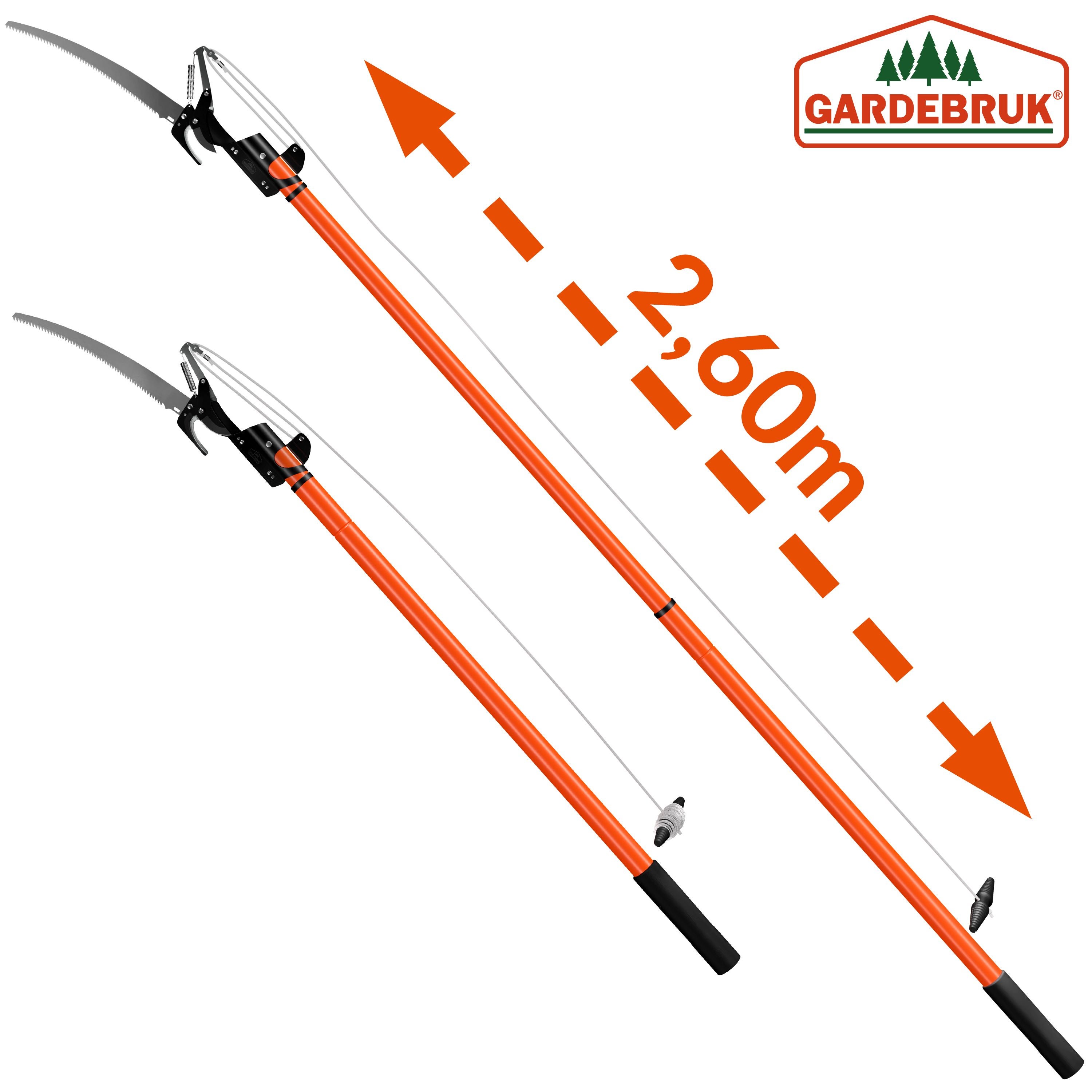 DEUBA® Scie télescopique 2en1 hauteur de travail max. 4m corde tirage sécateur coupe-branches arbre scie à élaguer jardinage outil - 5
