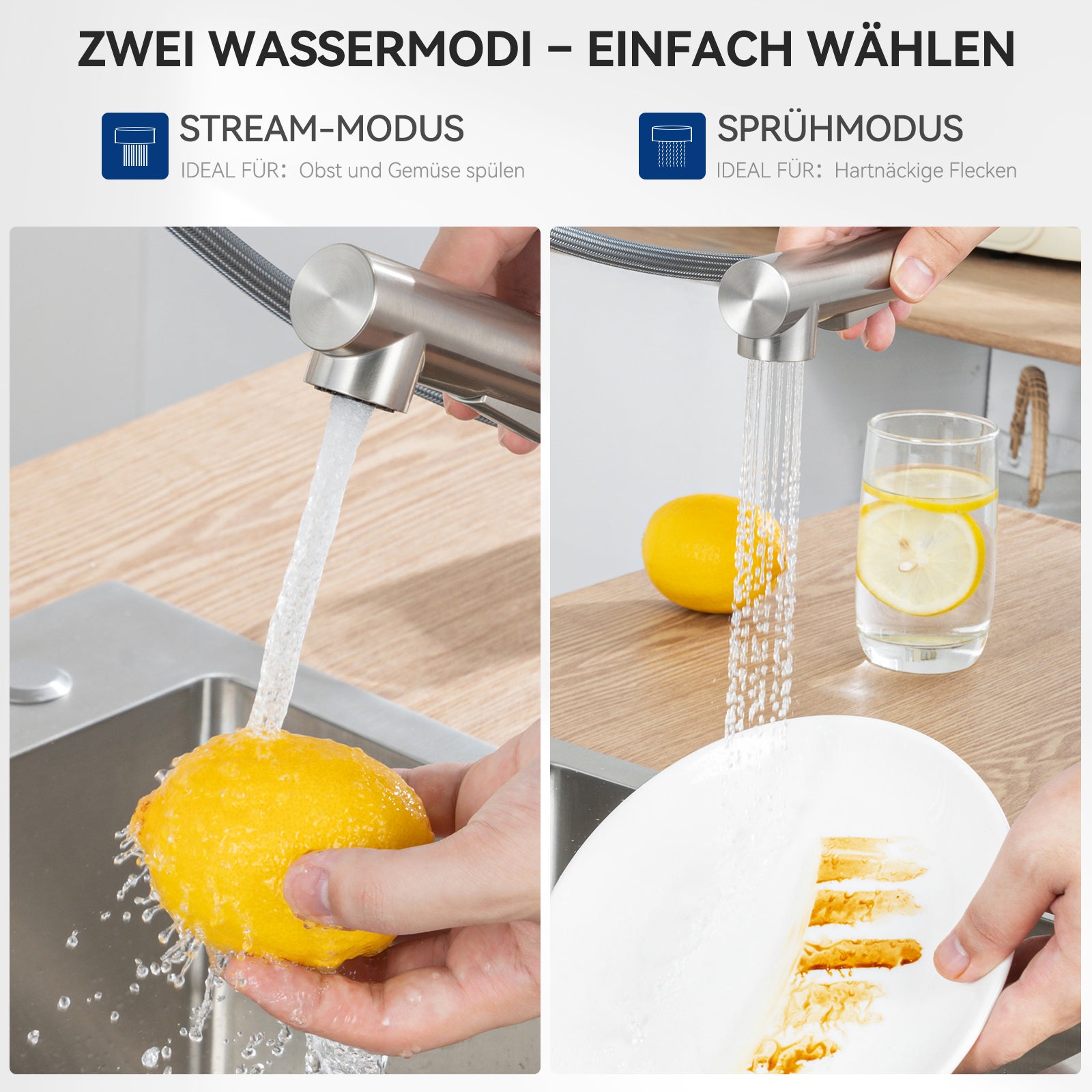 SOFETIY MAX Robinet Cuisine avec Douchette, Mitigeur Robinet de Cuisine avec 2 Modes de Pulvérisation, Robinet d'évier Eau Froide/Chaude - 3