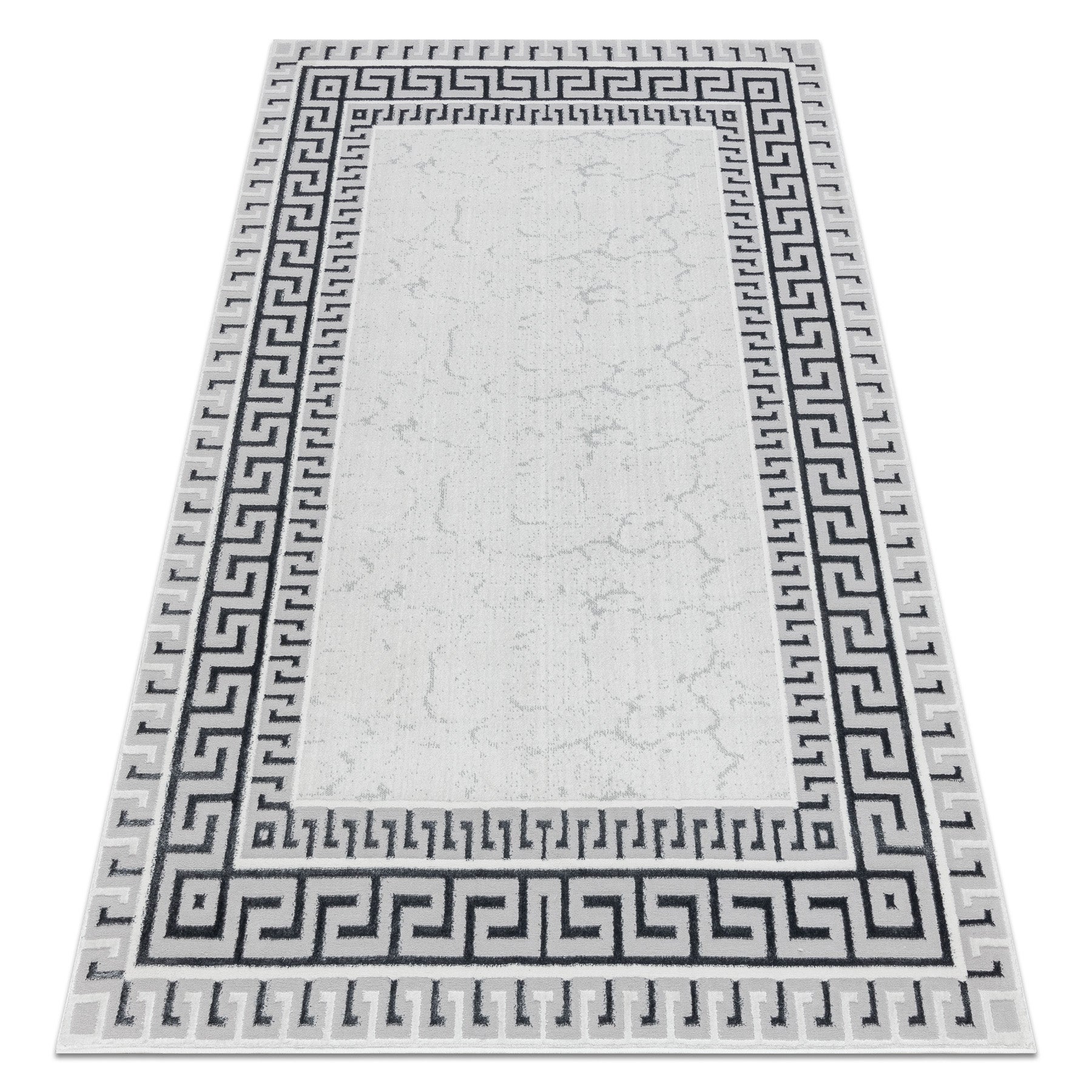 Dywan ALLURE 1960 Grecki klucz, ramka - Strukturalny, stylowy, glamour biały / szary 200x290 cm
