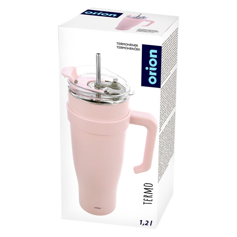 Kubek termiczny stalowy różowy z uchwytem TERMO 1,2 l - 6