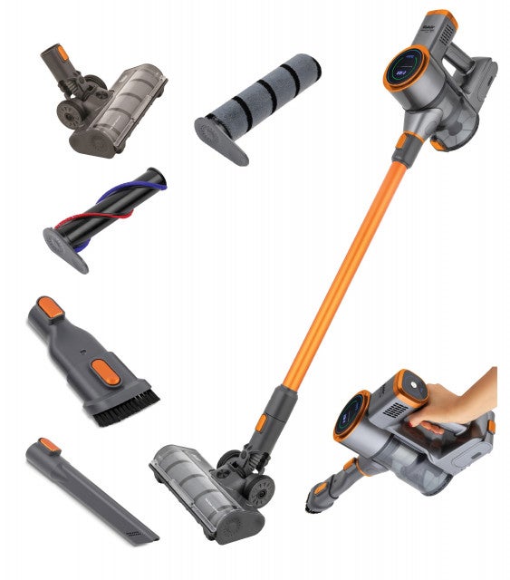 Aspirator vertical 2in1 Fakir INOVATOR X 7269, Perie electrica, 25,9 V, 350W, 44 min aut, Putere automata, LED touch, HEPA, Iluminare LED perie