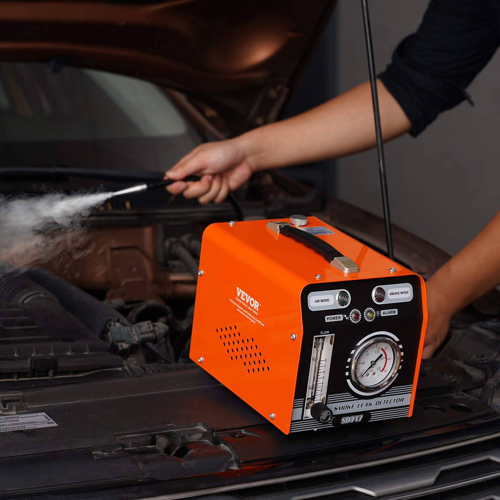 détecteur fuite carburant 8L/min,VEVOR Machine à fumée EVAP pour voiture,2 Modes,pompe à Air intégrée,manomètre et débitmètre,détecteur fuite - 8