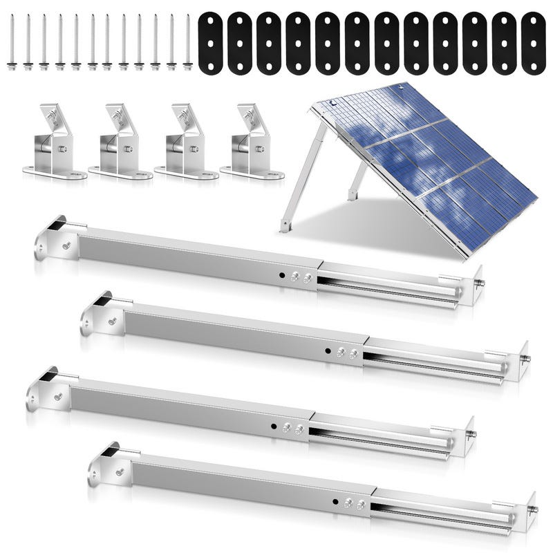 2 Supporti Regolabili Per Pannelli Solari Da Balcone - Ganci In Acciaio Inox Per Centrali Elettriche - Foto 7