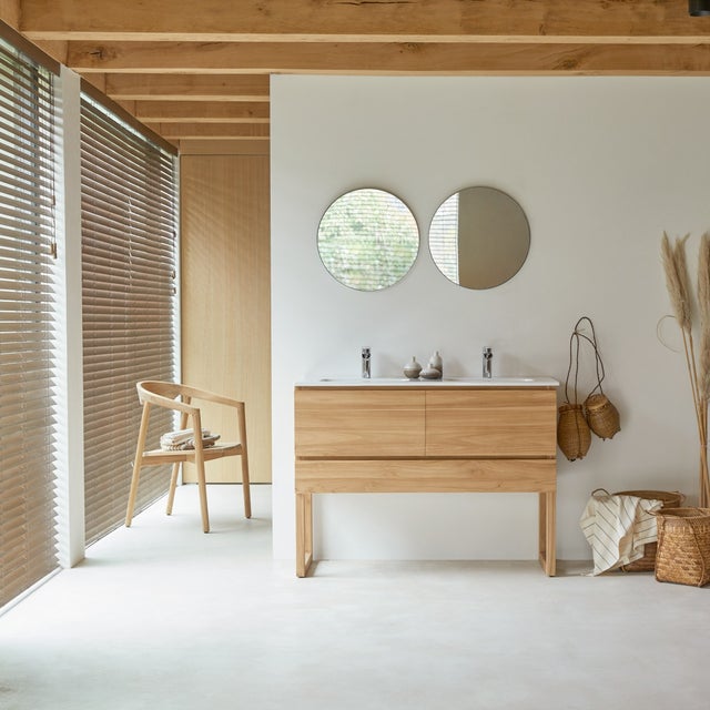 Tikamoon Meuble Salle de bain en bois de teck et céramique 120 Edgar
