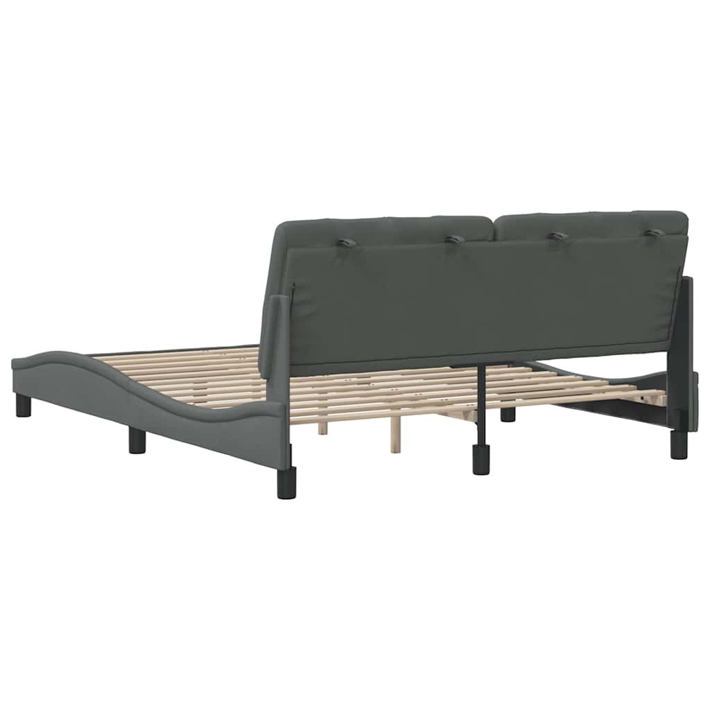 Cadre de lit sans matelas gris foncé 160 x 200 cm tissu - 9