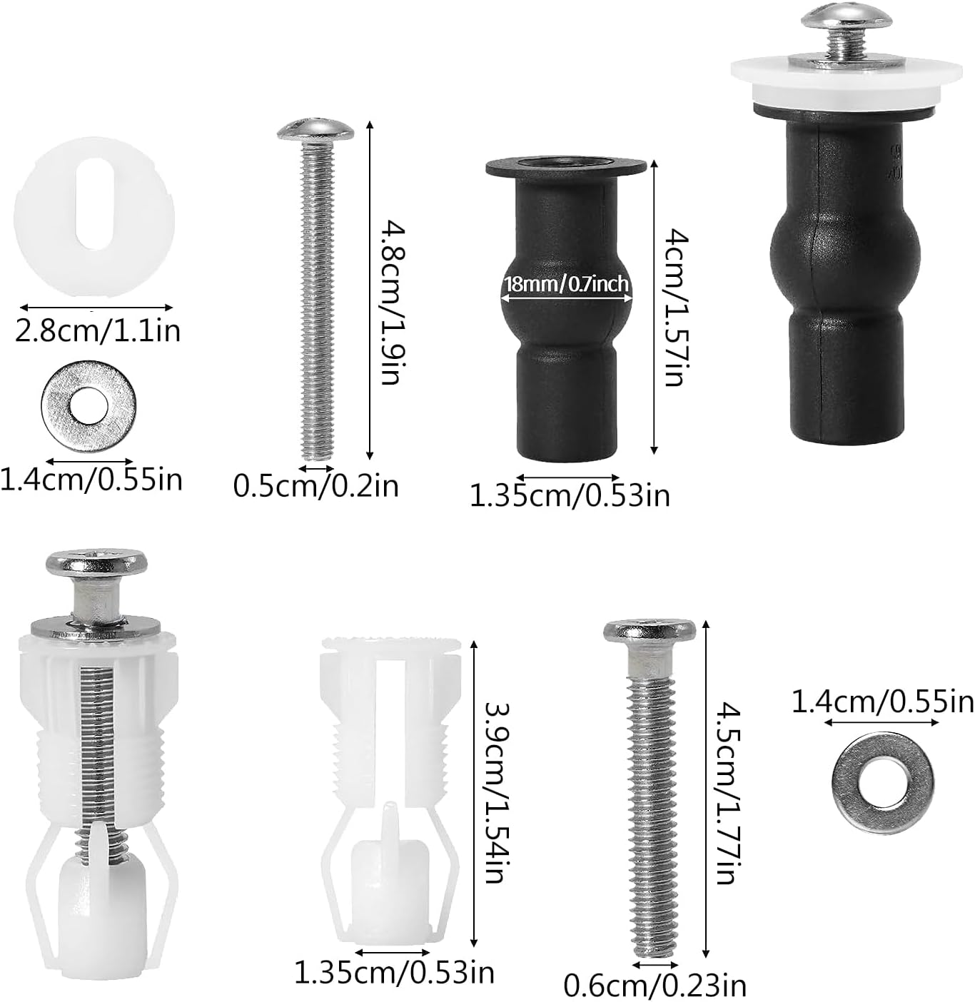 Fixation Abattant WC Vis, 4 Pièces Vis D'expansion pour Siège de Toilette, Rechange pour Abattant WC Fixations Charnières - 2