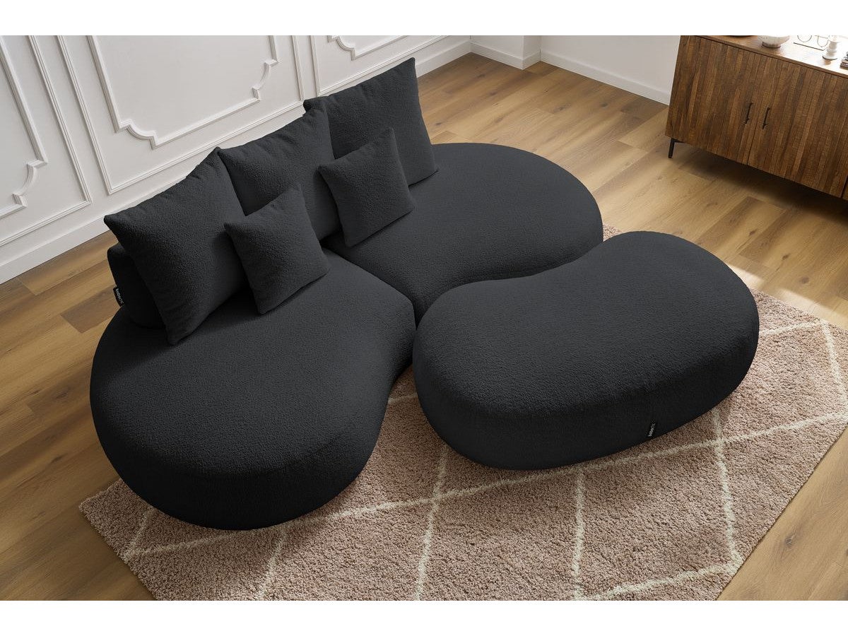 BOBOCHIC Canapé droit fixe 3 places SAINT-GERMAIN tissu bouclette avec pouf Gris foncé - 6