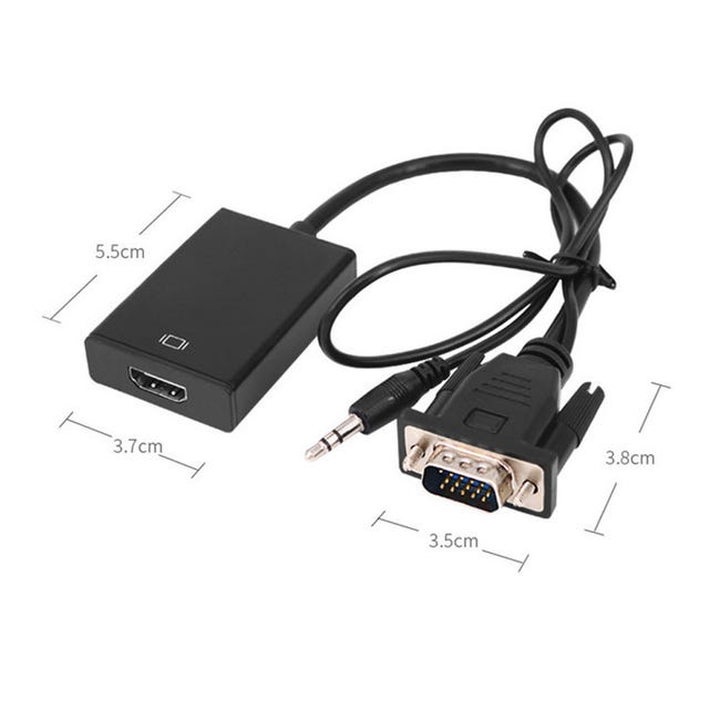 Adattatore HDMI A VGA Trasmette Contemporaneamente Audio E Video 1080P, Convertitore HDMI Maschio Su VGA Femmina Di Con Porta Di Ricarica Micro USB, Per PC, Portatili, HDTV, Apple TV ECC - Foto 10