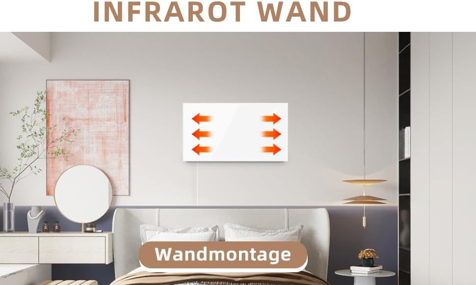 ZMH Aquecedor infravermelho de parede com eficiência energética e comando à distância para quarto e hotel - 5