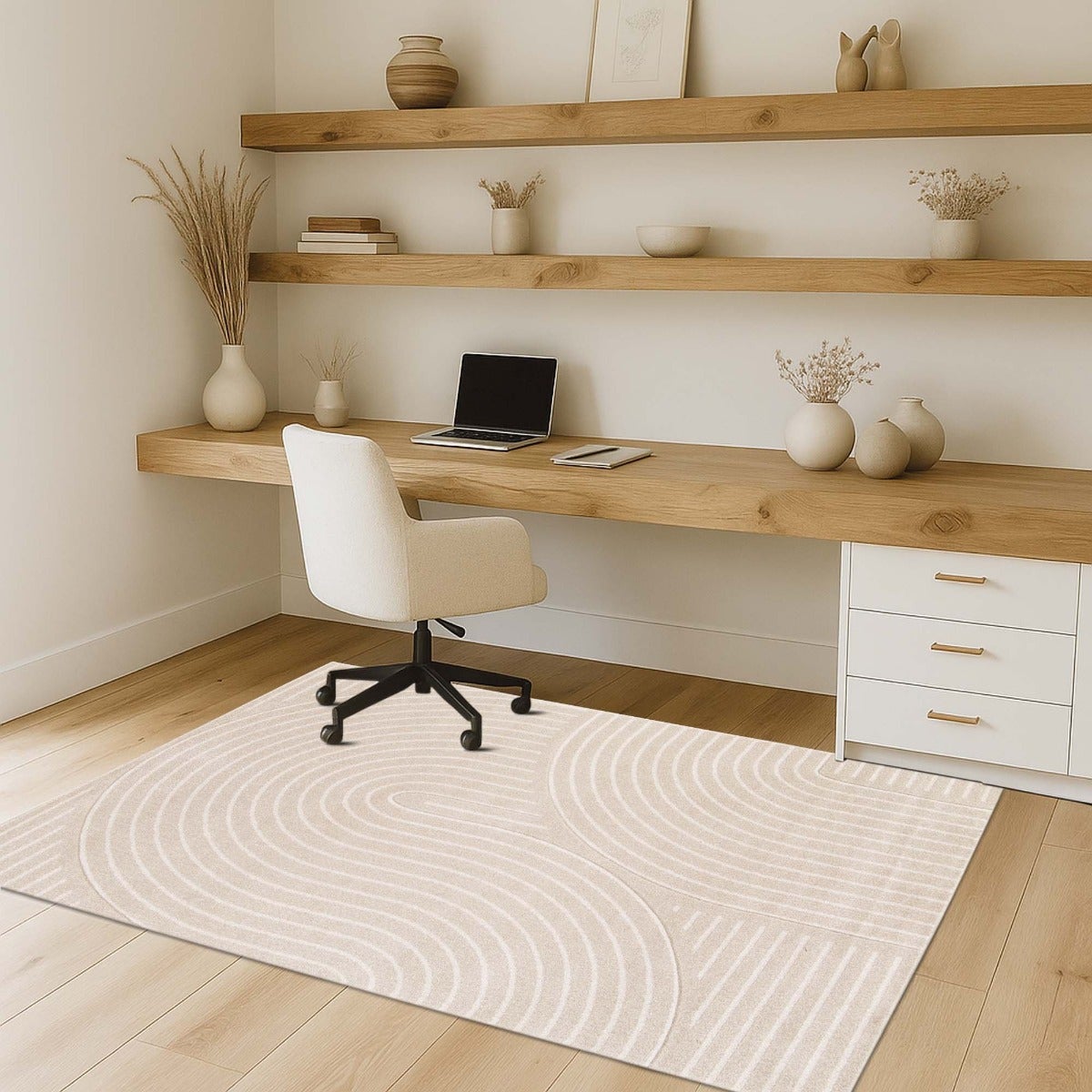 Tappeto morbido a rilievo geometrico astratto beige 160x230 - 9