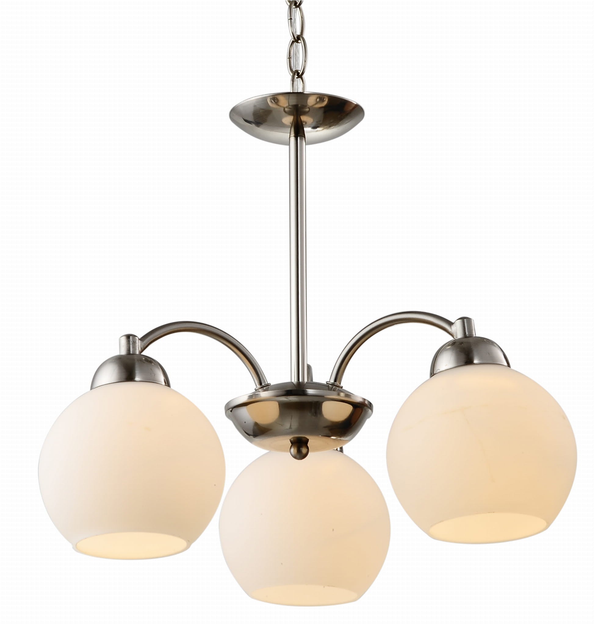 Lampa wisząca Tobago srebrno-biała 3xE27x60W wym: 72 x 45 x 45 cm szkło Candellux