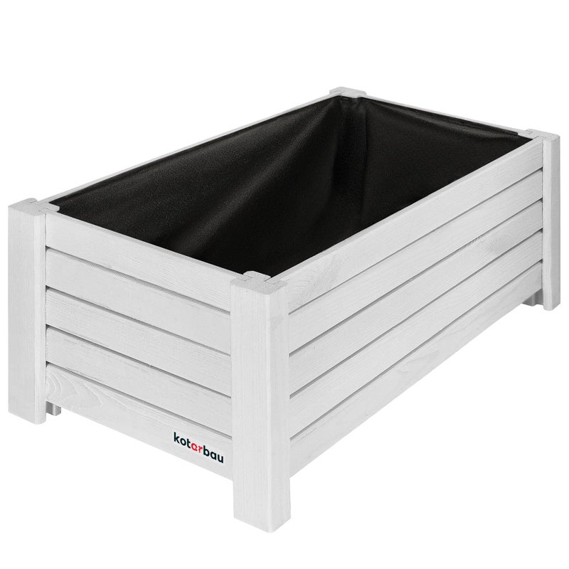 Skrzynka drewniana 60 cm donica doniczka ogrodowa osłona na kwiaty biała - KOTARBAU