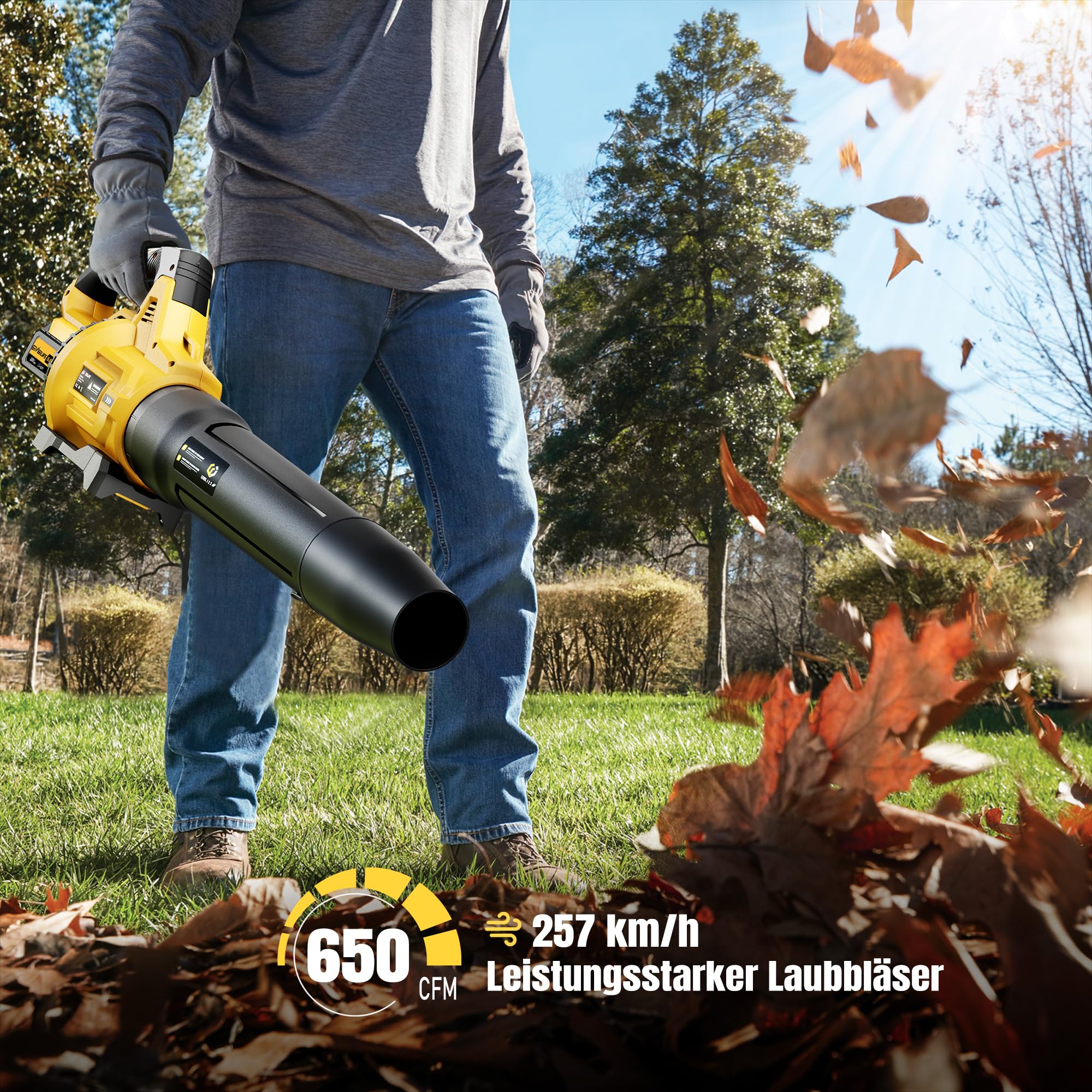 Soffiatore Elettrico A Batteria 300 Km/h – 5 Marce, 2 Batterie 6000 MAh, Per Foglie, Polvere E Neve