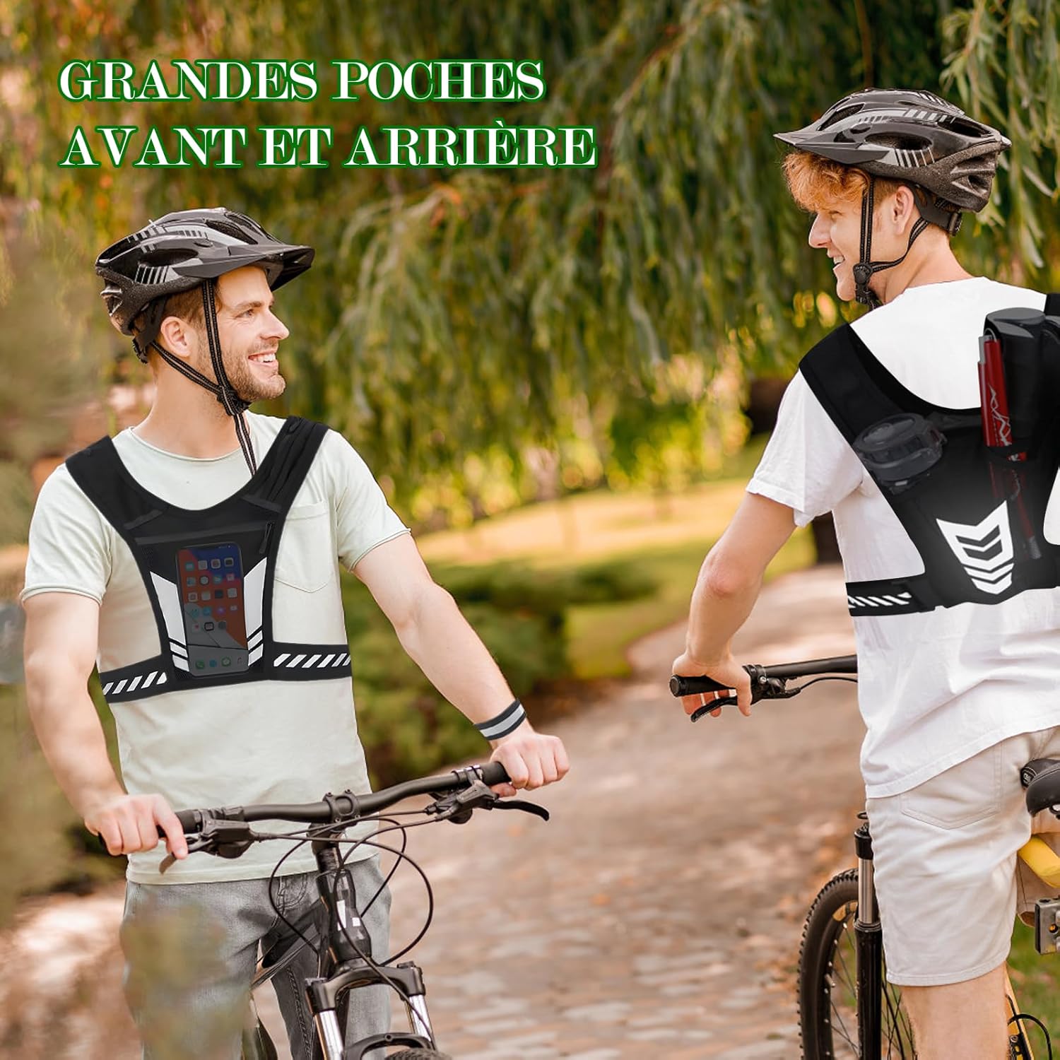 Gilet de Course Léger et Réfléchissant avec Poche Poitrine et Système d'Hydratation pour Running, Jogging et Cyclisme - 6