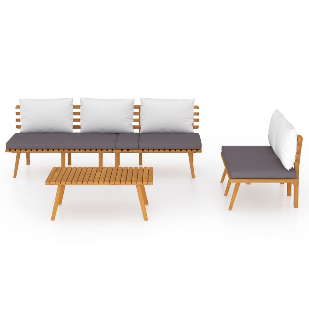 Maison Exclusive - Salon de jardin 3 pcs avec coussins Bois d'acacia massif - 3