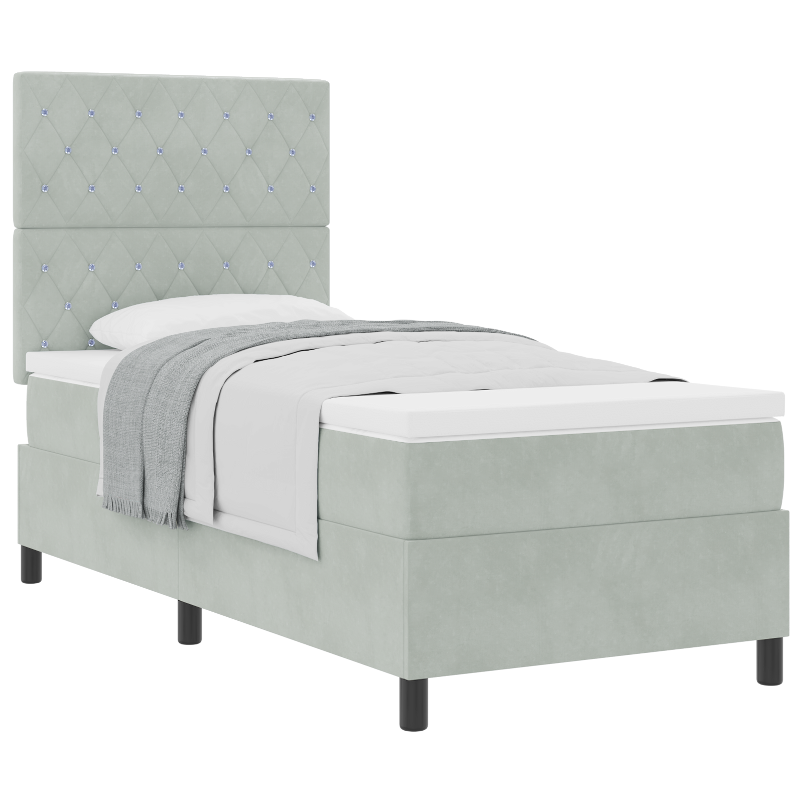 Lit Box Spring avec Matelas Gris clair Simple Velours CFW89937 | Leroy ...