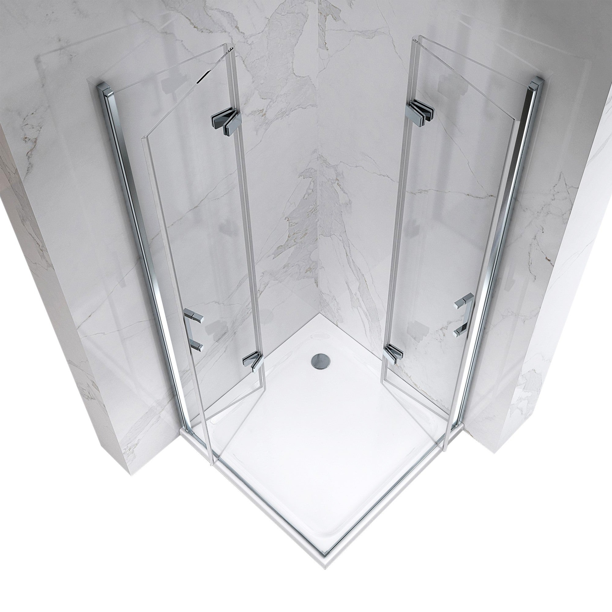 ATÉA Cabine de douche H 190 cm, 2 portes pliantes et pivotantes - verre transparent 70 x 115 cm - 3