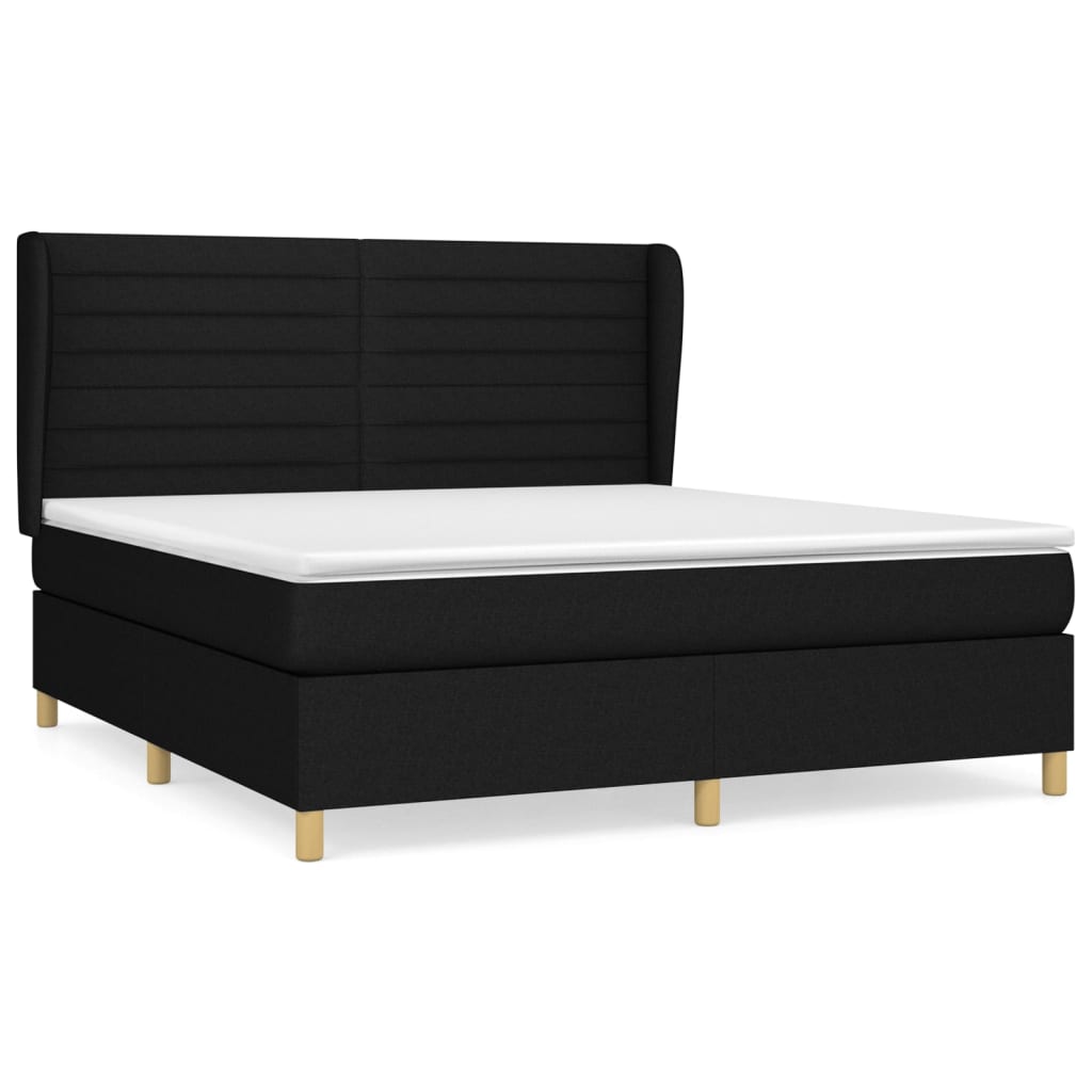 Maison Exclusive - Sommier à lattes de lit avec matelas Noir 180x200 cm Tissu - 2