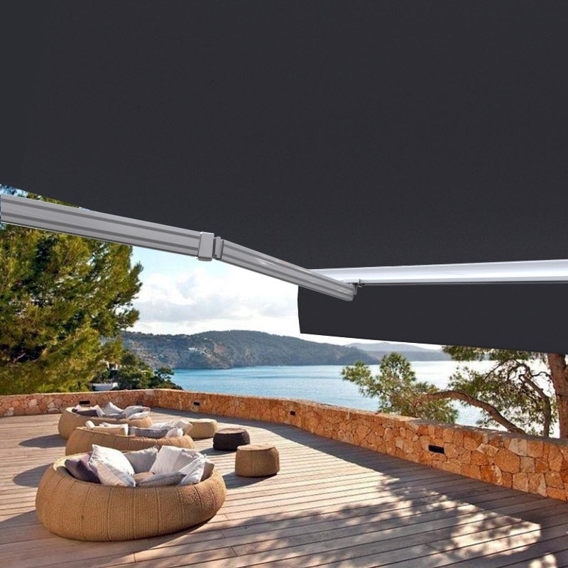 Tenda da sole motorizzata e manuale 4 x 3 m a mezzo cassonetto per terrazza - Grigio antracite - 2