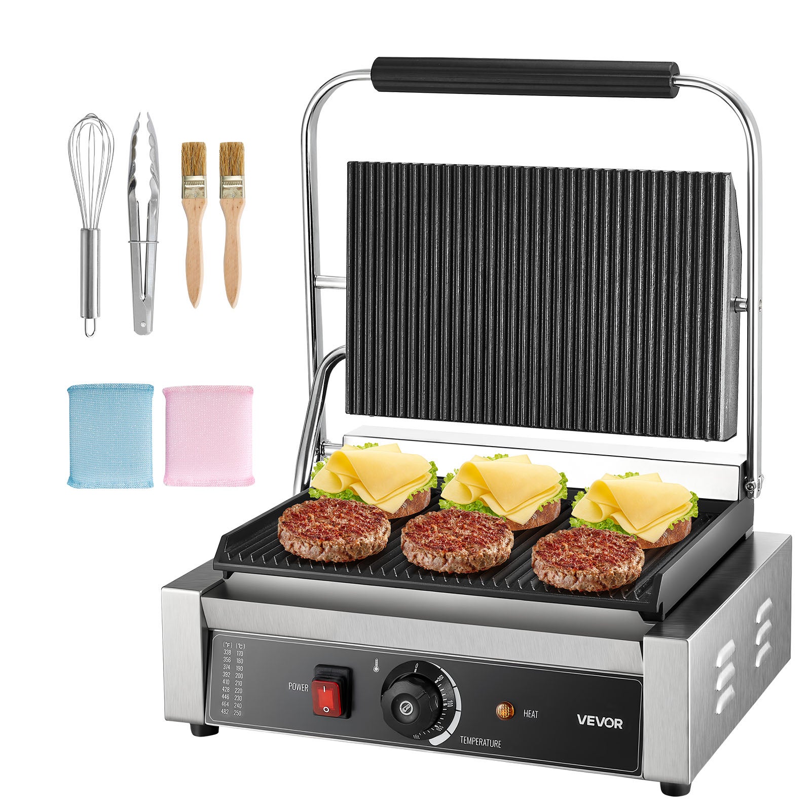 Komercyjny grill do panini, opiekacz do kanapek, płyta grillowa 34x23 cm VEVOR