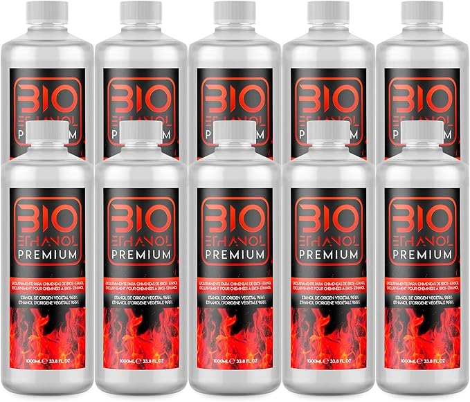 20 x 1 litro bioetanol premium transparente para chimeneas