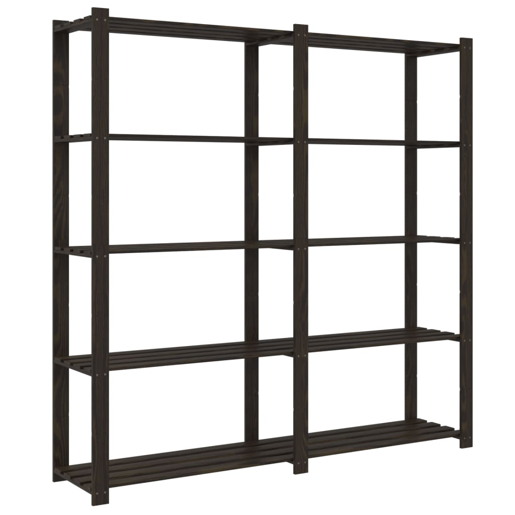 Support de rangement à 5 niveaux noir 170x38x170 cm bois pin - 5