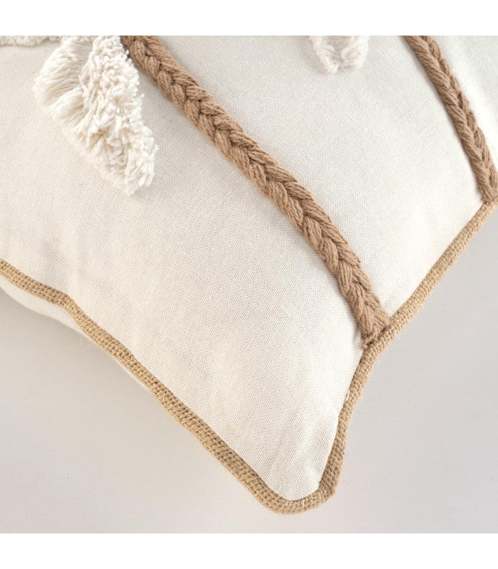 Coussin déhoussable tufté motif palmier - 30x50cm - Ecru - 2