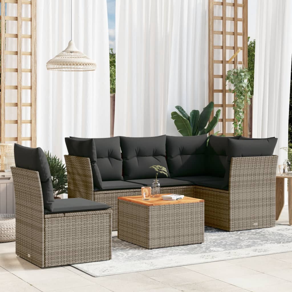 Juego De Muebles De Jardín 6 Piezas De Bambú - Sofá, Mesa Y Cojines Blanco Crema, Para Terraza