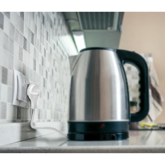 Rallonge Électrique - 5m - H05vv-f 3g1,5 - Fiche Plate - Prise Double - Blanc - 5