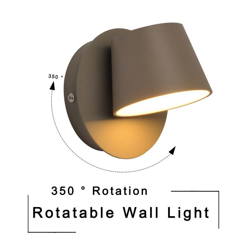 Aplique de Pared LED con Foco Orientable 6W, 2700K Luz cálida de Lectura en Aluminio Gris, Diseño Nórdico Moderno - 9