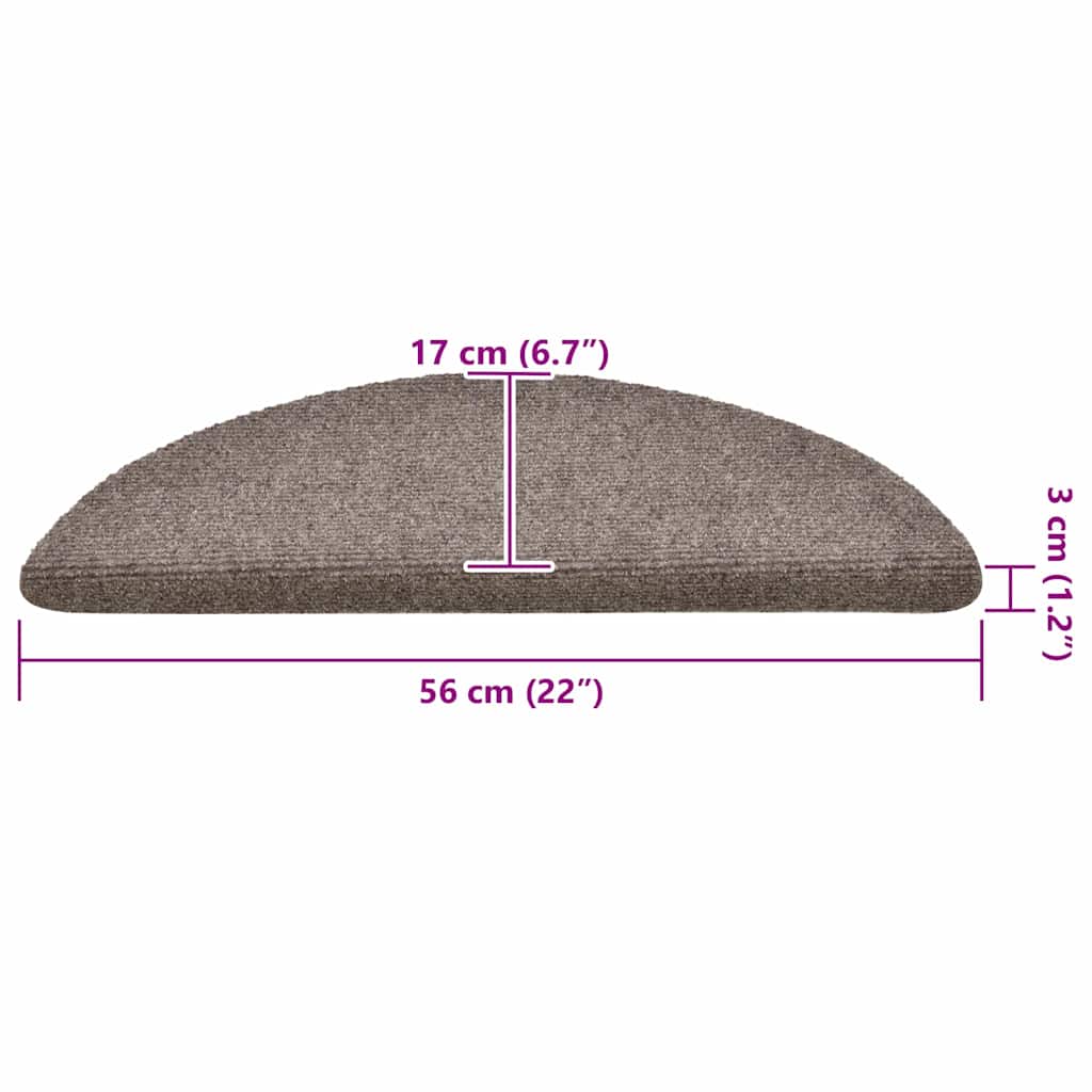 vidaXL Tapis d'escalier autocollants 30 pièces 56 x 17 x 3 cm Beige Demi-rond - 8