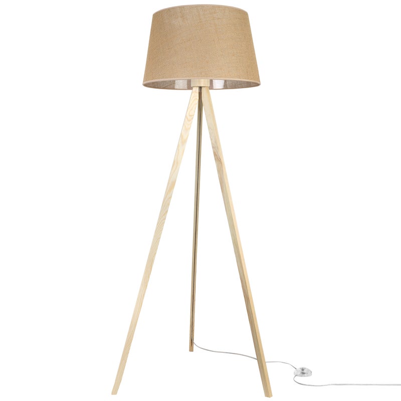 Zdjęcia - Żyrandol / lampa Lampa podłogowa stojąca Juta trójnóg naturalny 1xE27 stożek beżowy 44cm Light Home LH