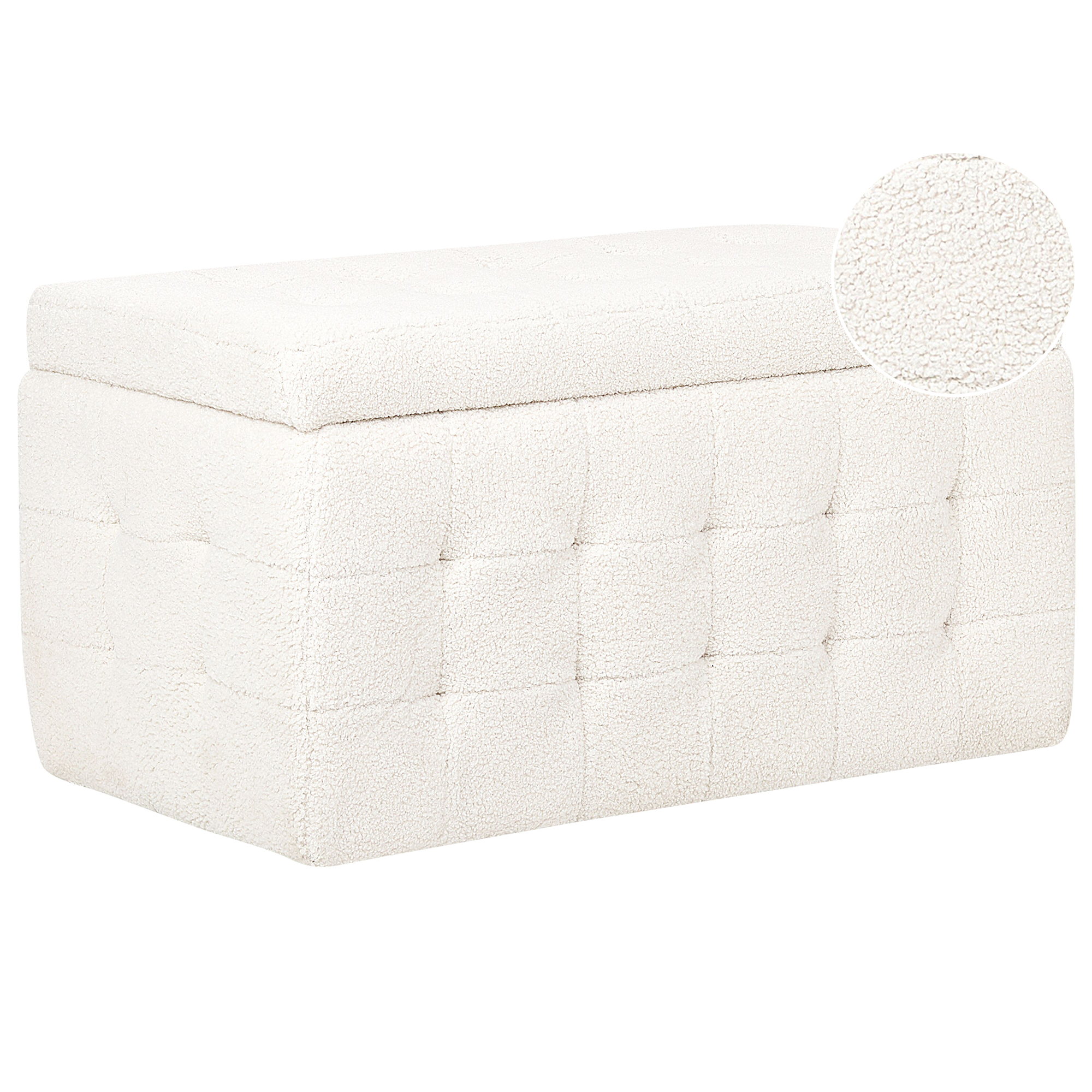 Beliani Otomana Con Almacenaje Michigan Bouclé Blanco , Leroy Merlin