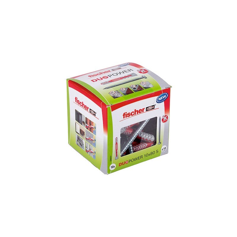 fischer - Cheville tous matériaux DuoPower 10x80 sans vis / Boite à fischer - Cheville tous matériaux DuoPower 10x80 sans vis / Boite à
