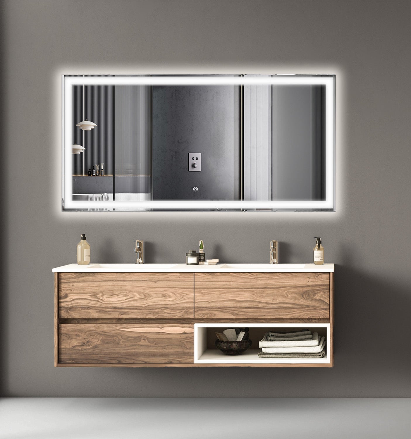LOMAZOO Miroir salle de bain Memphis avec LED 120 x 60 cm rectangle - 7