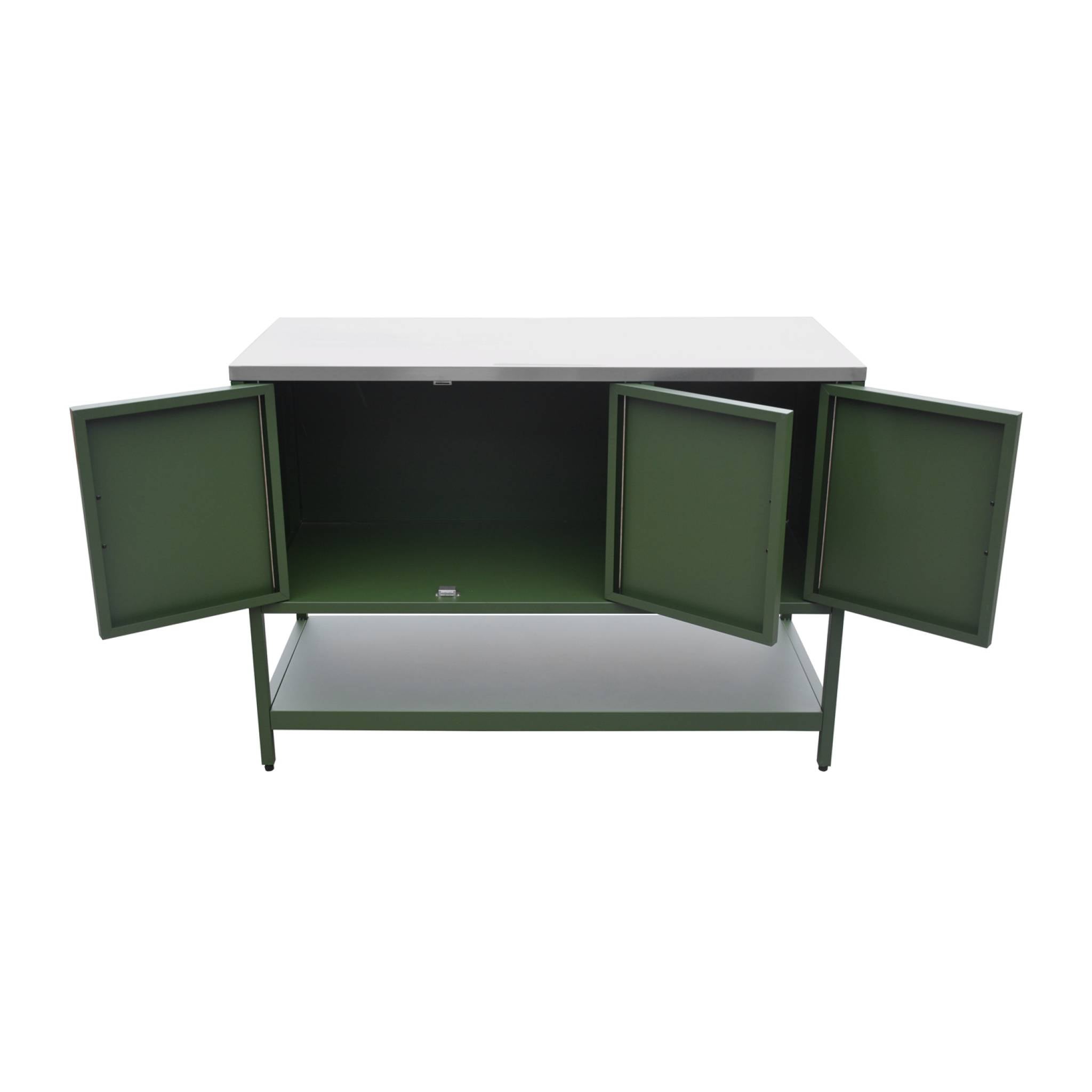 Cozinha externa em aço 3 portas e 1 prateleira, 120cm, Naxos, Verde, 120x51x87 cm - 6