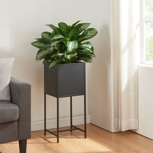 Supporto Per Piante In Metallo Nero 40 Cm | Espositore Rialzo Esagonale Stile Loft | Fioriera Da Interno/Esterno In Acciaio - 6