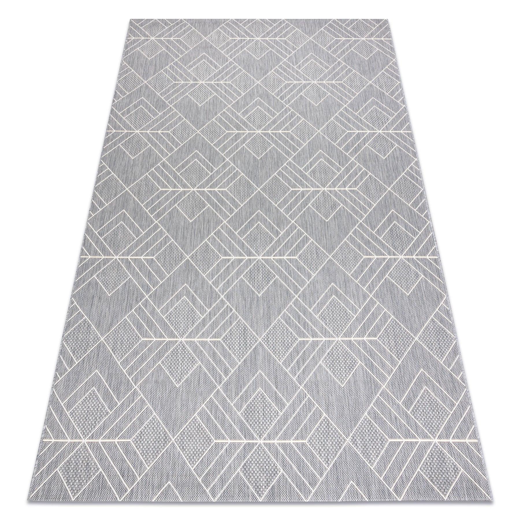 Dywan SZNURKOWY SIZAL FLAT 48731637 Kwadraty, romby, geometryczny szary / krem 120x170 cm