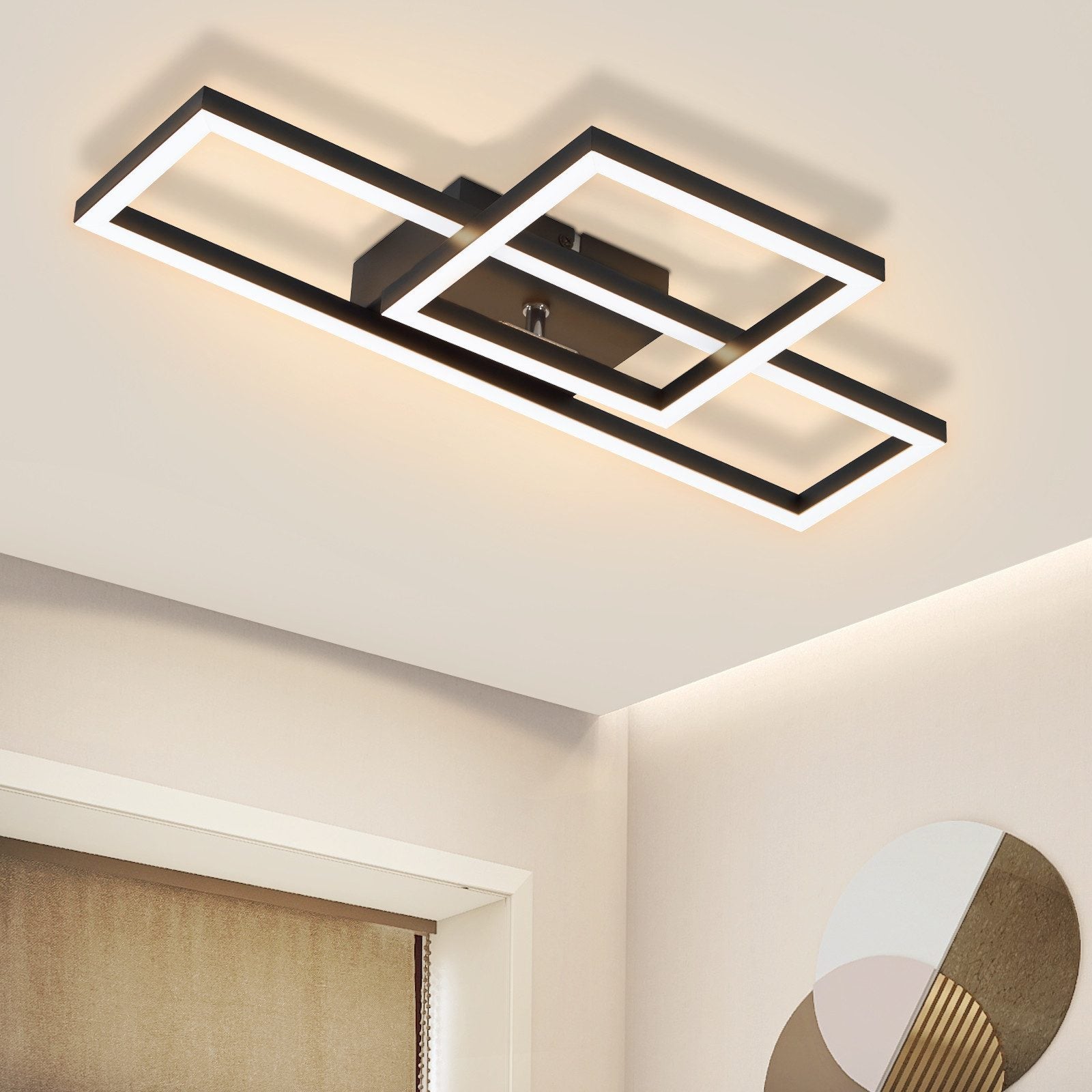 ZMH Lampa sufitowa LED do salonu - czarna, 2 oprawki, 3000K, odpowiednia do przedpokoju lub kuchni