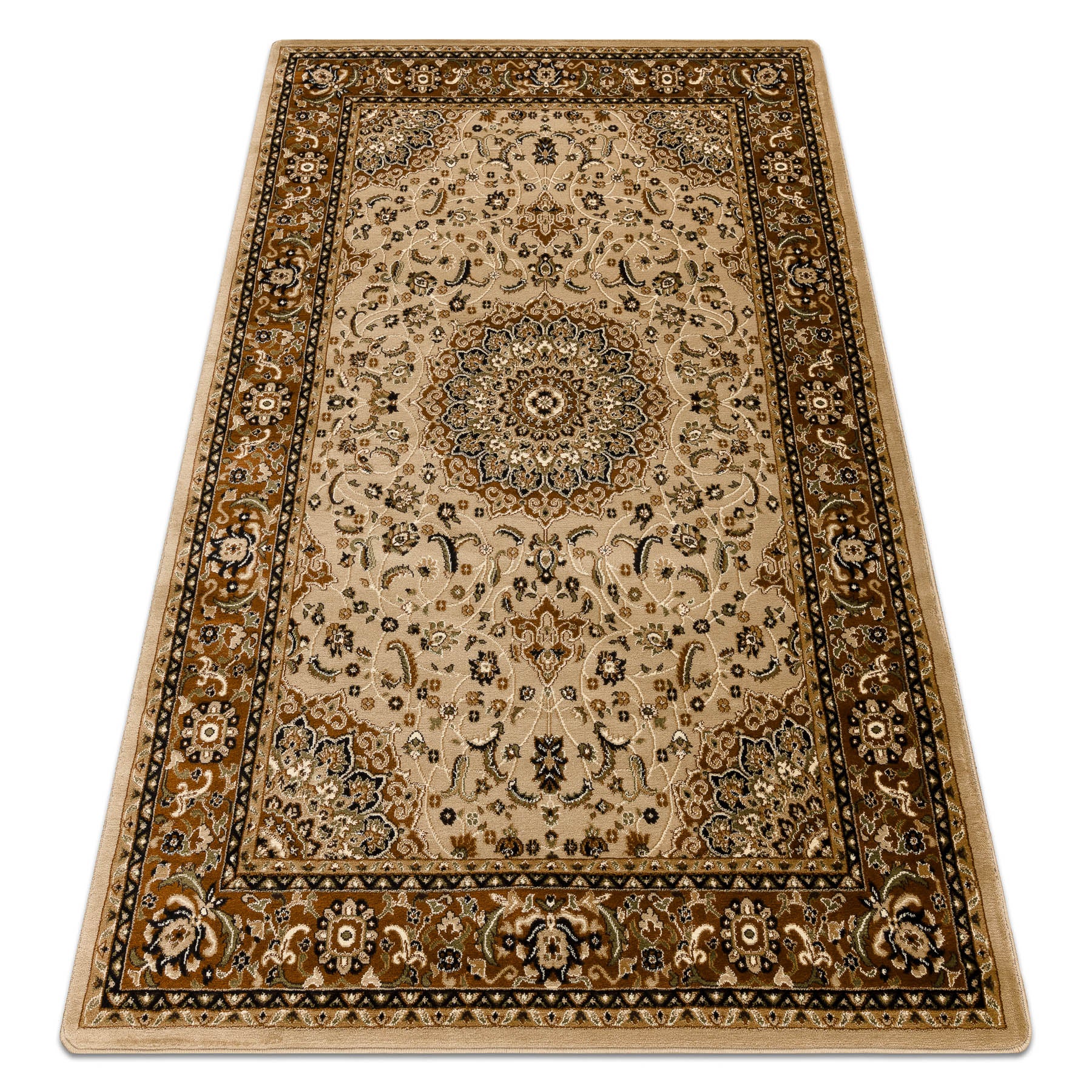 Dywan ROYAL E0177 Ramka, rozeta - beż / brązowy 250x350 cm