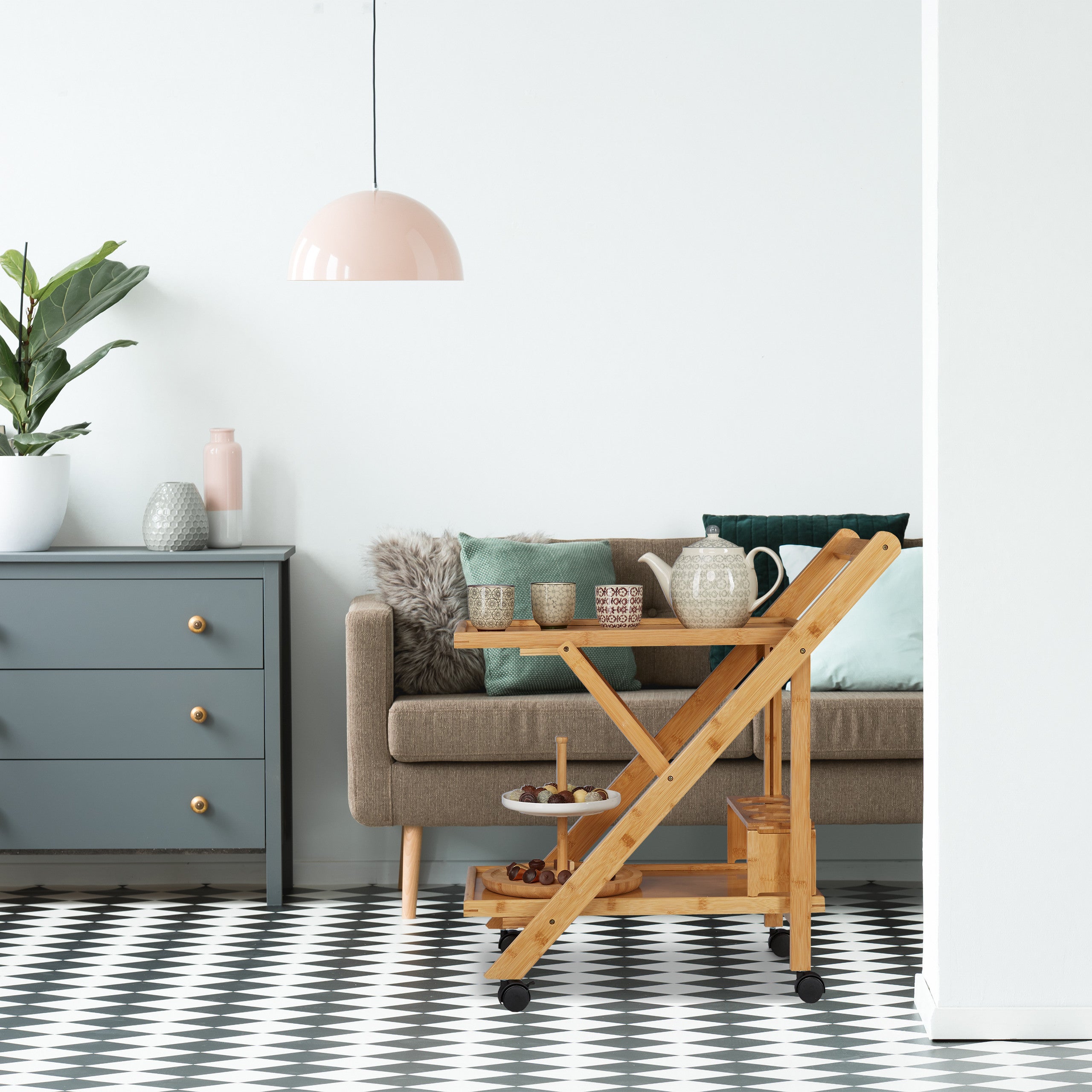 Carrello Portavivande Baron Relaxdays - Con Portabottiglie E Ripiani In Vetro Nero - Foto 1